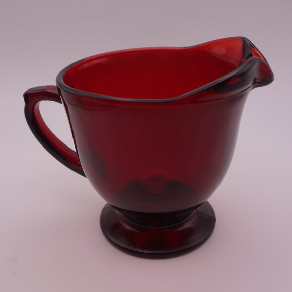 Red Glass Sugar Bowl and Milk Jug Set - Picture 10 of 16